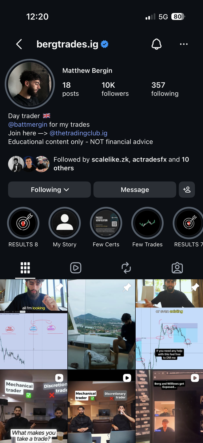 Current Instagram profile screenshot